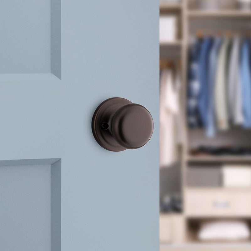 Kwikset Hancock Dummy Door Knob, Single Sided Handle for Closets, French Double Doors, and Pantry, Venetian Bronze Non-Turning Interior Push/Pull Door Knob, with Microban Protection - Image 2